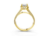 Yellow gold Emerald Solitaire Pave Split Shank Ring with Four-Prong Setting_84
