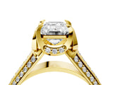 Yellow gold Emerald Solitaire Pave Split Shank Ring with Four-Prong Setting_85