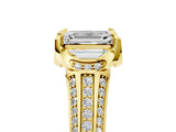 Yellow gold Emerald Solitaire Pave Split Shank Ring with Four-Prong Setting_86