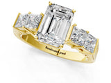 Yellow gold Emerald Solitaire Princess Side Stone Engraved Band Prong Setting Ring_4