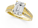 Yellow gold Emerald Solitaire Split Shank Pavé Diamond Engagement Ring_351