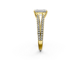 Yellow gold Emerald Solitaire Split Shank Pavé Diamond Engagement Ring_352