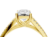 Yellow gold Emerald Solitaire Split Shank Pavé Diamond Engagement Ring_354