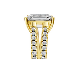Yellow gold Emerald Solitaire Split Shank Pavé Diamond Engagement Ring_355