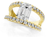 Yellow gold Emerald Solitaire Split Shank Pave Diamond Ring_49