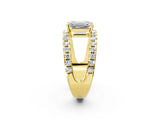Yellow gold Emerald Solitaire Split Shank Pave Diamond Ring_50