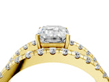 Yellow gold Emerald Solitaire Split Shank Pave Diamond Ring_52