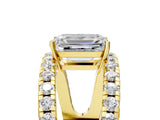 Yellow gold Emerald Solitaire Split Shank Pave Diamond Ring_53