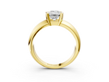 Yellow gold Emerald Solitaire Tension Set Diamond Ring with Wide Band_23