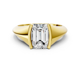 Yellow gold Emerald Solitaire Tension Set Diamond Ring_20