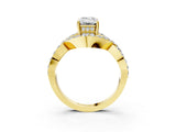 Yellow gold Emerald Solitaire Twist Band Pavé Diamond Engagement Ring_36
