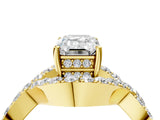 Yellow gold Emerald Solitaire Twist Band Pavé Diamond Engagement Ring_37