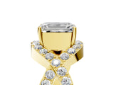 Yellow gold Emerald Solitaire Twist Band Pavé Diamond Engagement Ring_38