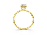 Yellow gold Emerald Solitaire Twist Band Ring with Four-Prong Setting_70