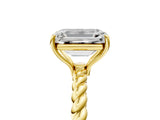 Yellow gold Emerald Solitaire Twist Band Ring with Four-Prong Setting_72