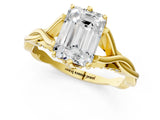 Yellow gold Emerald Solitaire Twist Band Six-Prong Setting 1