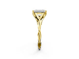 Yellow gold Emerald Solitaire Twist Band Six-Prong Setting 2