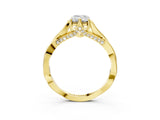 Yellow gold Emerald Solitaire Twist Band Six-Prong Setting 3