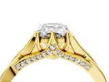 Yellow gold Emerald Solitaire Twist Band Six-Prong Setting 4