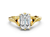 Yellow gold Emerald Solitaire Twist Band Six-Prong Setting