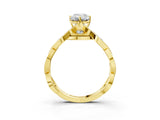 Yellow gold Emerald Solitaire Twist Band with Leaf Prong Setting 4