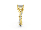Yellow gold Emerald Solitaire Twist Band with Pavé Accents and Four-Prong Setting_37