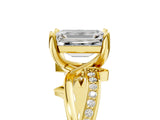 Yellow gold Emerald Solitaire Twist Band with Pavé Accents and Four-Prong Setting_40