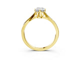 Yellow gold Emerald Solitaire Twist Band with Pavé Diamonds and Four-Prong Setting_77
