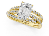 Yellow gold Emerald Solitaire Twist Band with Pavé Setting and Four-Prong Setting_129