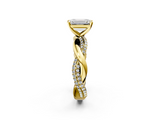 Yellow gold Emerald Solitaire Twist Band with Pave Prong Setting_55
