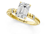 Yellow gold Emerald Solitaire Twisted Band Prong Set Engagement Ring_68