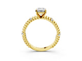 Yellow gold Emerald Solitaire Twisted Band Prong Set Engagement Ring_70