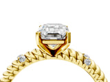 Yellow gold Emerald Solitaire Twisted Band Prong Set Engagement Ring_71