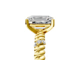 Yellow gold Emerald Solitaire Twisted Band Prong Set Engagement Ring_72