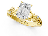 Yellow gold Emerald Solitaire Twisted Band Prong Setting Ring_187