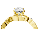 Yellow gold Emerald Solitaire Twisted Band Prong Setting Ring_190
