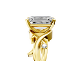 Yellow gold Emerald Solitaire Twisted Band Prong Setting Ring_191