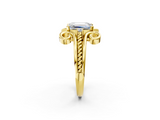 Yellow gold Emerald Solitaire Twisted Band Scroll Prong Ring_5