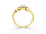 Yellow gold Emerald Solitaire Twisted Band Scroll Prong Ring_6