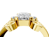 Yellow gold Emerald Solitaire Twisted Band Scroll Prong Ring_7