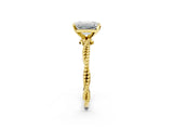 Yellow gold Emerald Solitaire Twisted Band with Bead Prong Setting_304