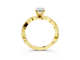 Yellow gold Emerald Solitaire Twisted Band with Bead Prong Setting_305