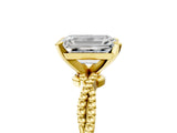 Yellow gold Emerald Solitaire Twisted Band with Bead Prong Setting_307