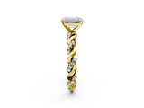 Yellow gold Emerald Solitaire Twisted Band with Pavé Accents and Four-Prong Setting_18