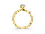 Yellow gold Emerald Solitaire Twisted Band with Pavé Accents and Four-Prong Setting_19
