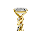 Yellow gold Emerald Solitaire Twisted Band with Pavé Accents and Four-Prong Setting_21
