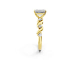 Yellow gold Emerald Solitaire Twisted Band with Prong Setting 1