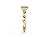 Yellow gold Emerald Solitaire Twisted Band with Prong Setting 2