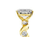 Yellow gold Emerald Solitaire Twisted Band with Prong Setting 5