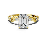 Yellow gold Emerald Solitaire Twisted Band with Prong Setting